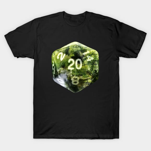 Nat20 Stream with Green Trees T-Shirt by Geomhectic